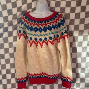 Liz Claiborne Women’s 100% Wool Crew Neck Long Sleeve Festive Sweater Size XL